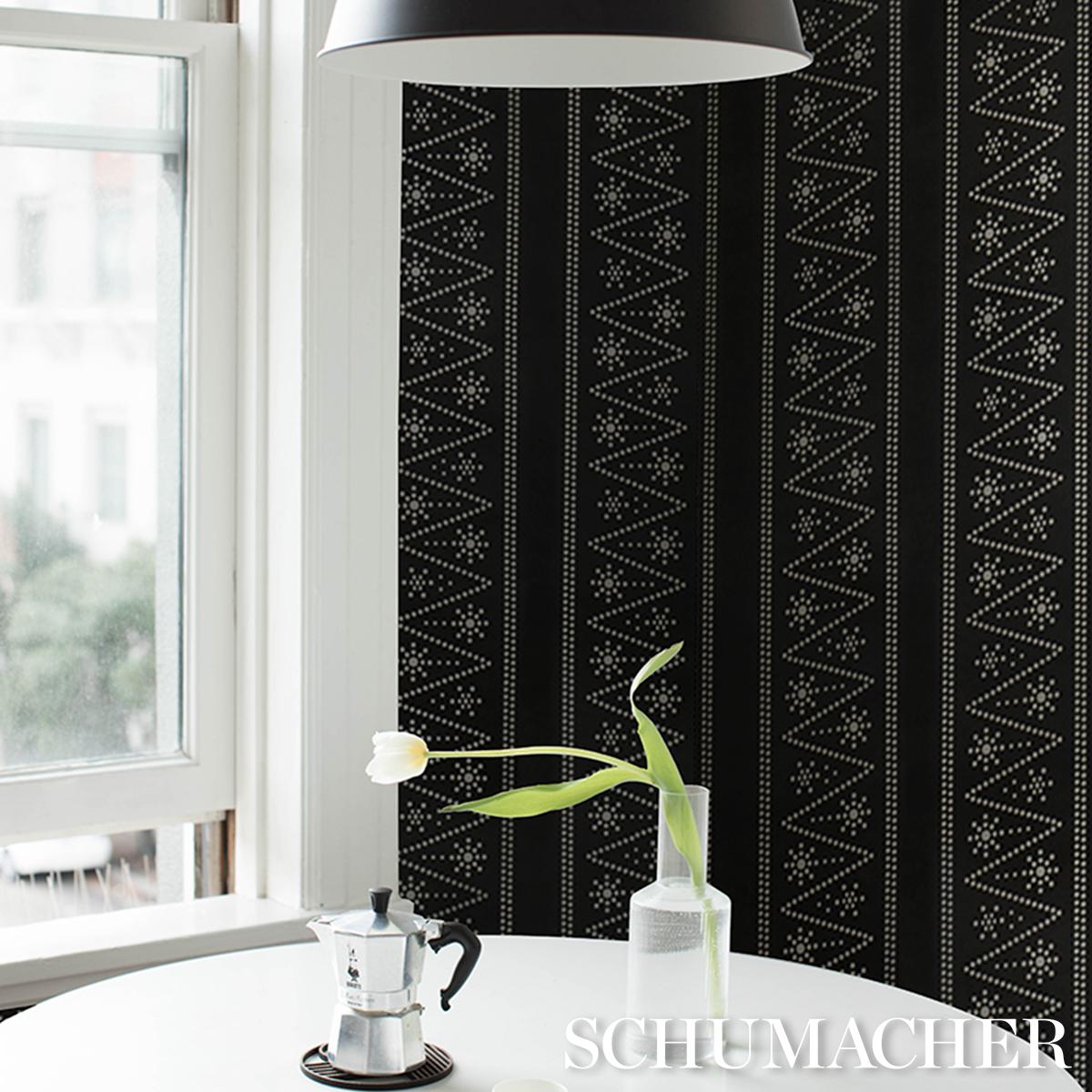 Schumacher X Backdrop The Pearlies Black Wallpaper