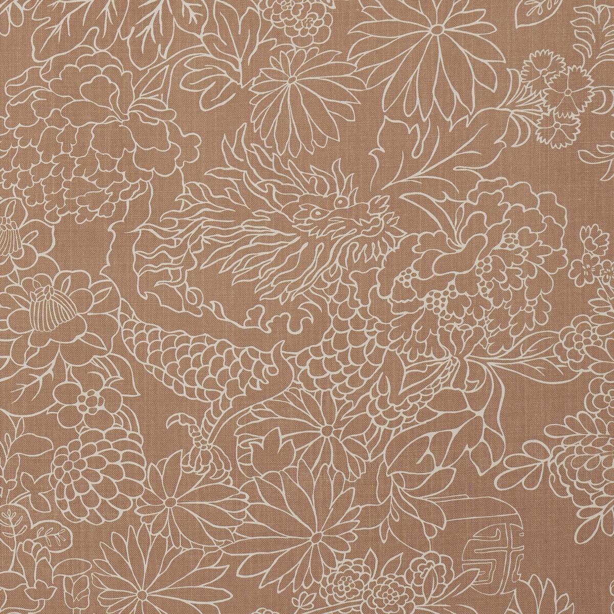 Schumacher Chiang Mai Dragon Silhouette Mediterrean Spice Fabric
