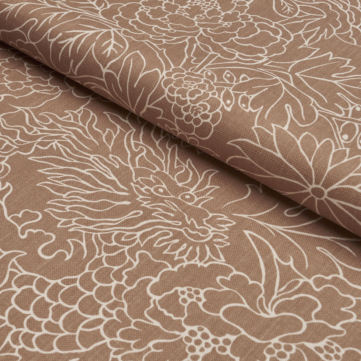 Schumacher Chiang Mai Dragon Silhouette Mediterrean Spice Fabric