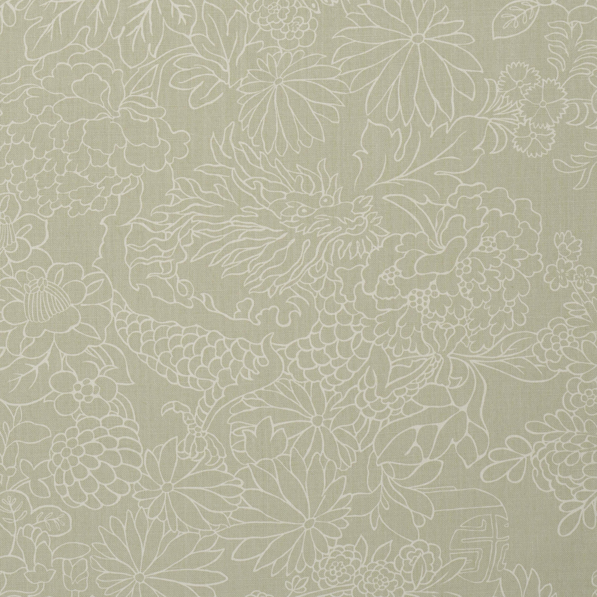 Schumacher Chiang Mai Dragon Silhouette Almond Dust Fabric