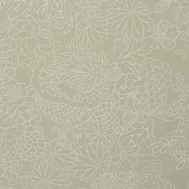 Schumacher Chiang Mai Dragon Silhouette Almond Dust Fabric
