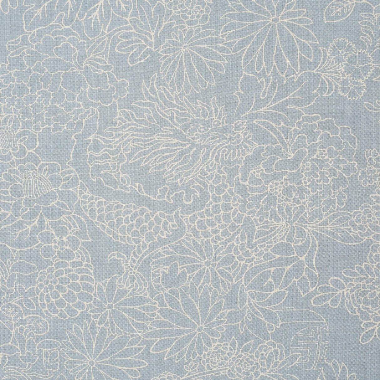 Schumacher Chiang Mai Dragon Silhouette Ciel De Provence Fabric