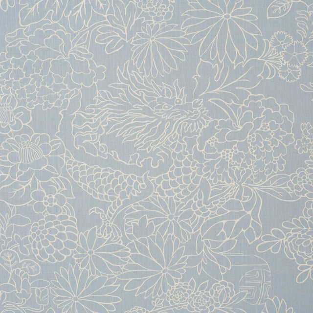 Schumacher Chiang Mai Dragon Silhouette Ciel De Provence Fabric