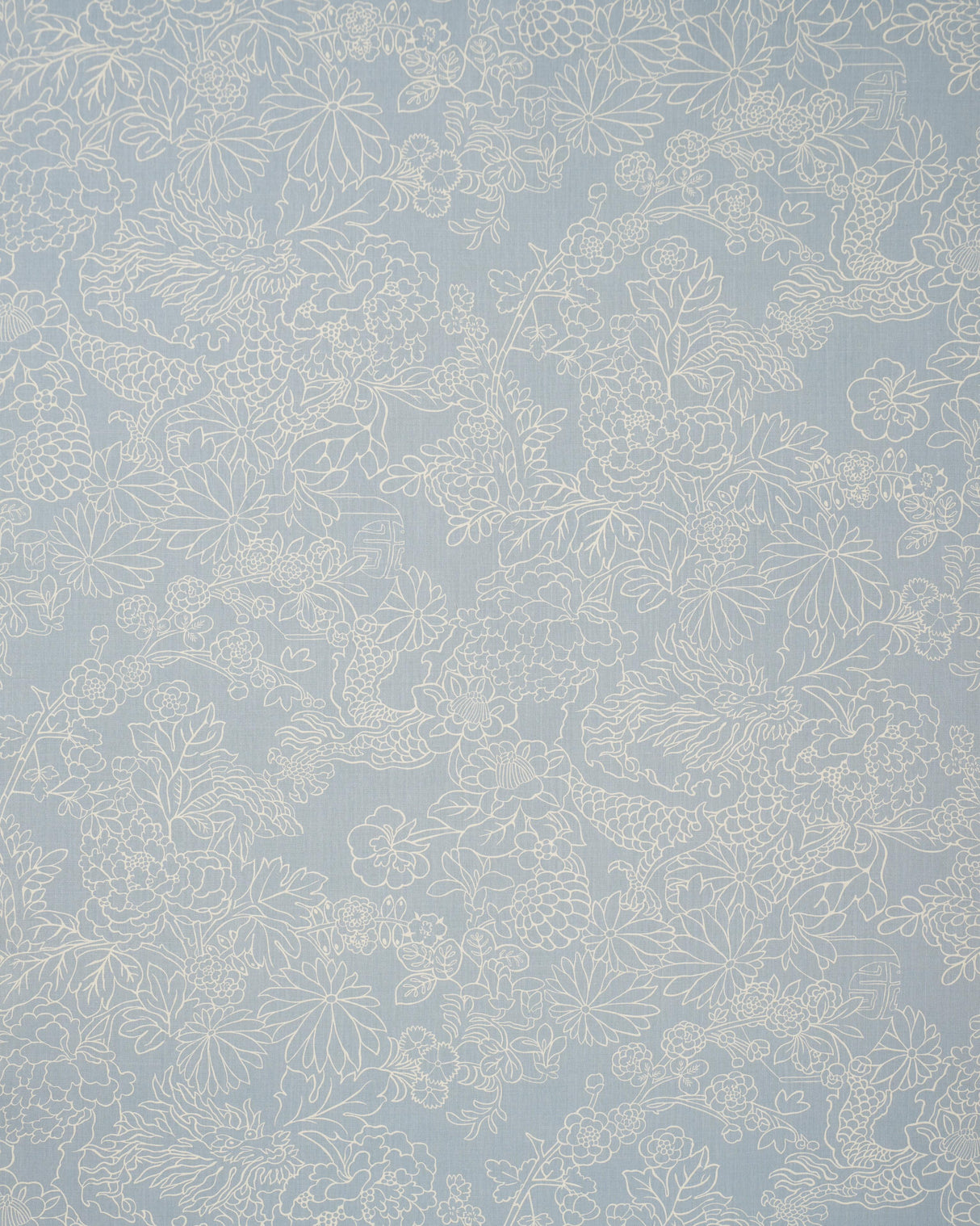 Schumacher Chiang Mai Dragon Silhouette Ciel De Provence Fabric