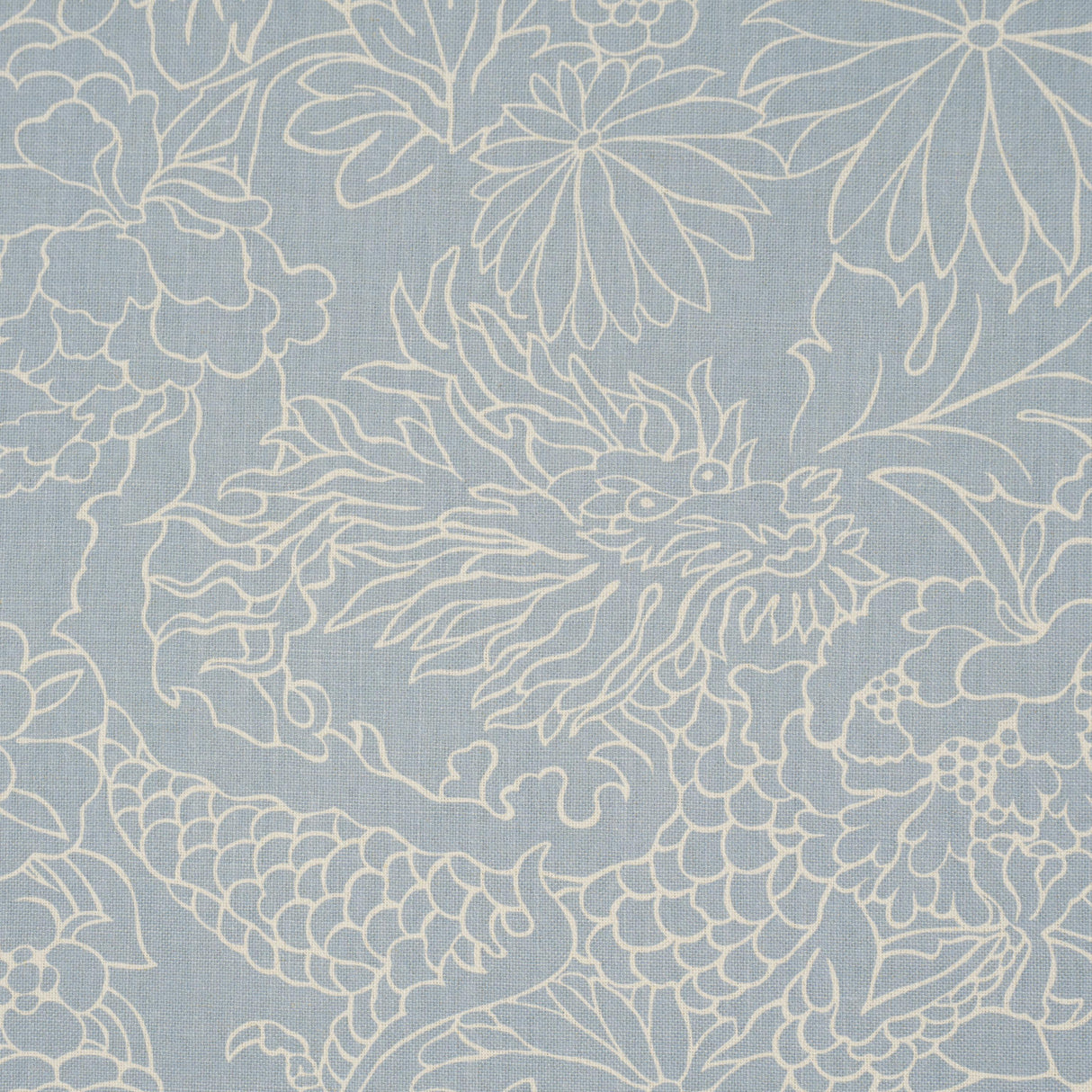 Schumacher Chiang Mai Dragon Silhouette Ciel De Provence Fabric
