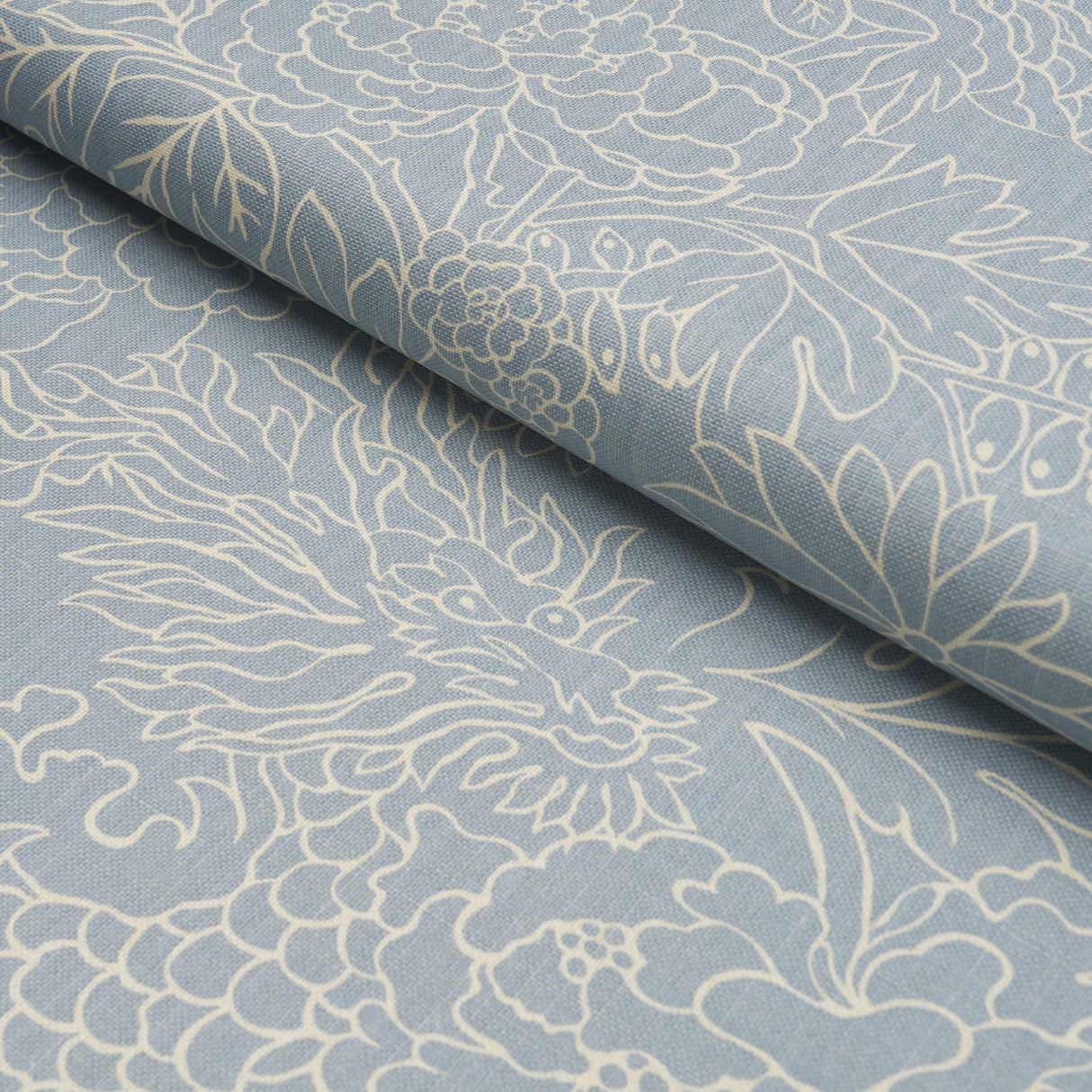 Schumacher Chiang Mai Dragon Silhouette Ciel De Provence Fabric