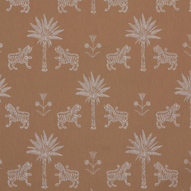 Schumacher Tiger Palm Silhouette Outdoor Mediterrean Spice Fabric