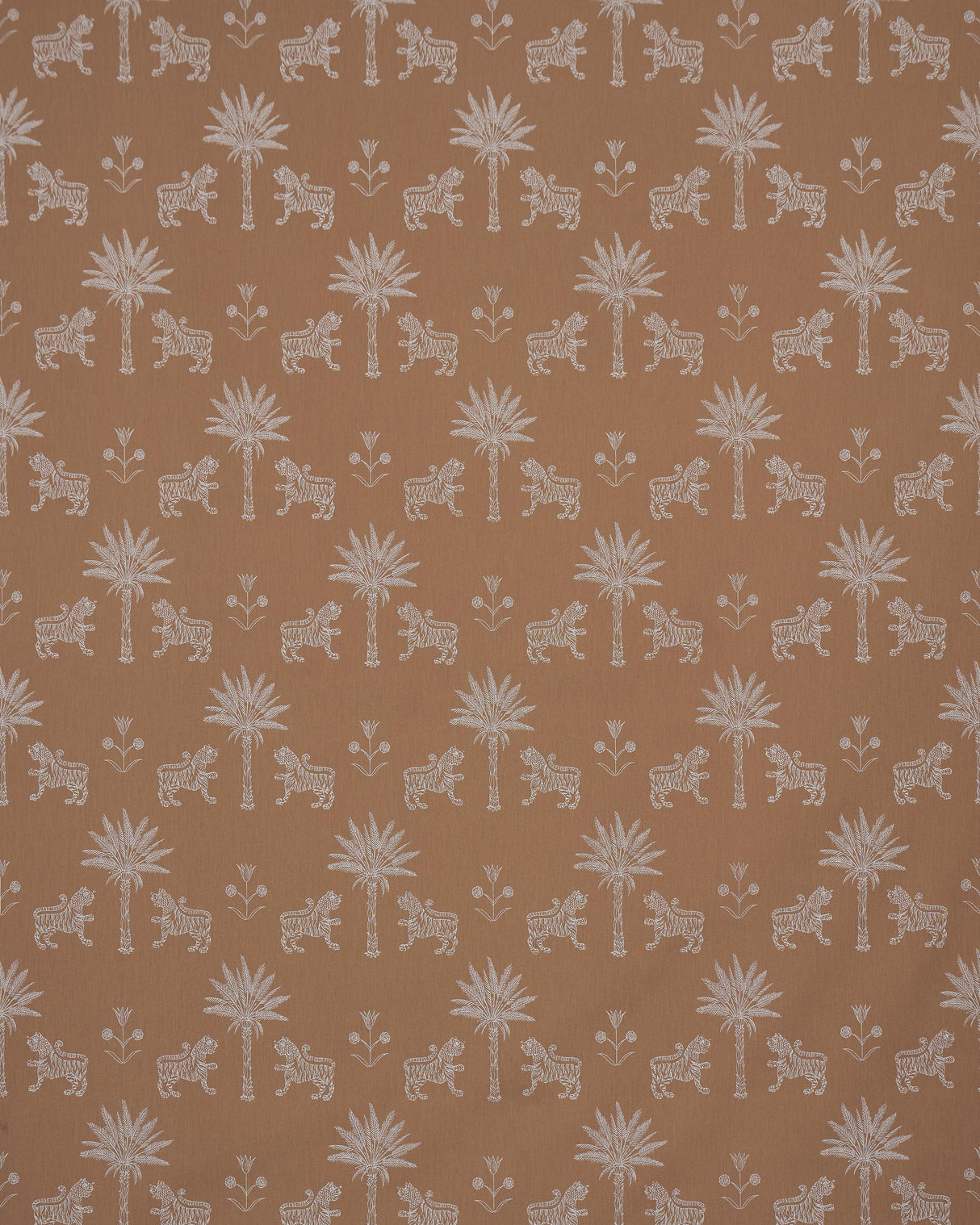 Schumacher Tiger Palm Silhouette Outdoor Mediterrean Spice Fabric