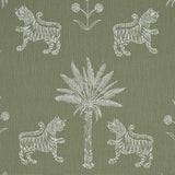 Schumacher Tiger Palm Silhouette Outdoor Sage Fabric