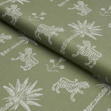 Schumacher Tiger Palm Silhouette Outdoor Sage Fabric