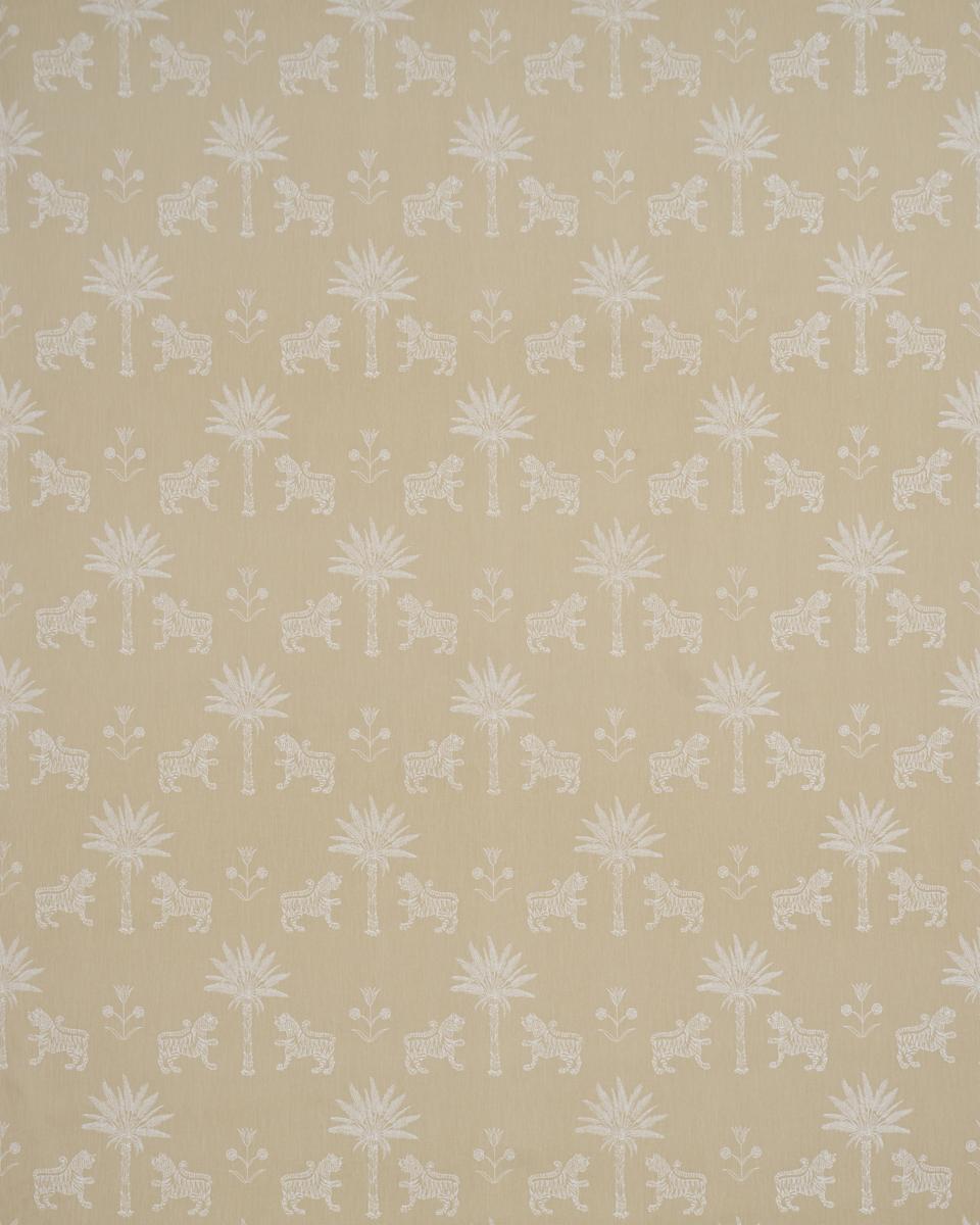 Schumacher Tiger Palm Silhouette Outdoor Mistral Sand Fabric