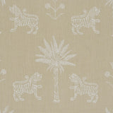 Schumacher Tiger Palm Silhouette Outdoor Mistral Sand Fabric