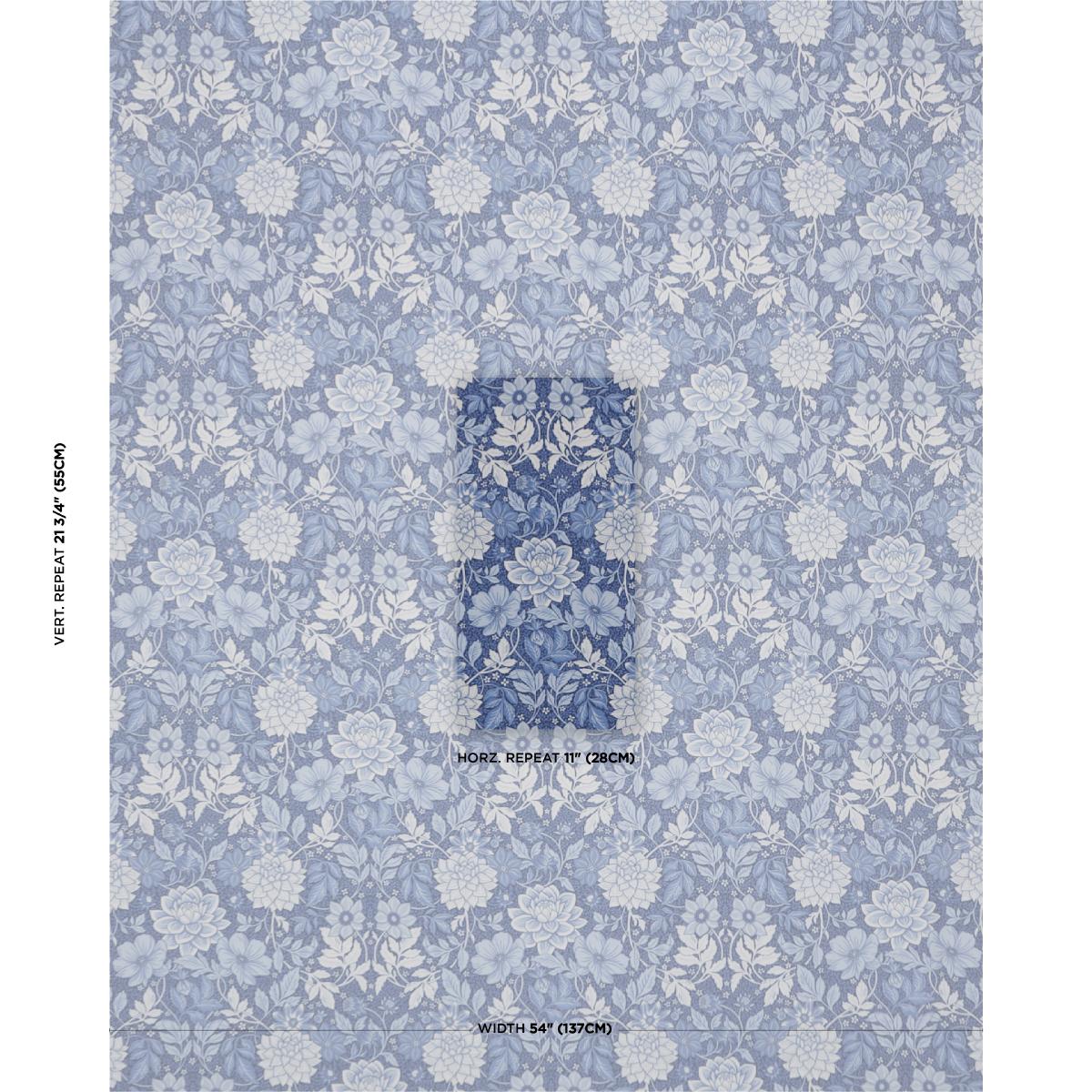 Schumacher Dahlia Garden Blue And White Fabric