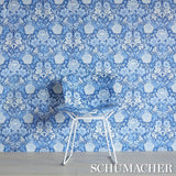 Schumacher Dahlia Garden Blue And White Fabric