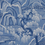 Schumacher Indigo Garden Blue And White Fabric