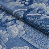 Schumacher Indigo Garden Blue And White Fabric