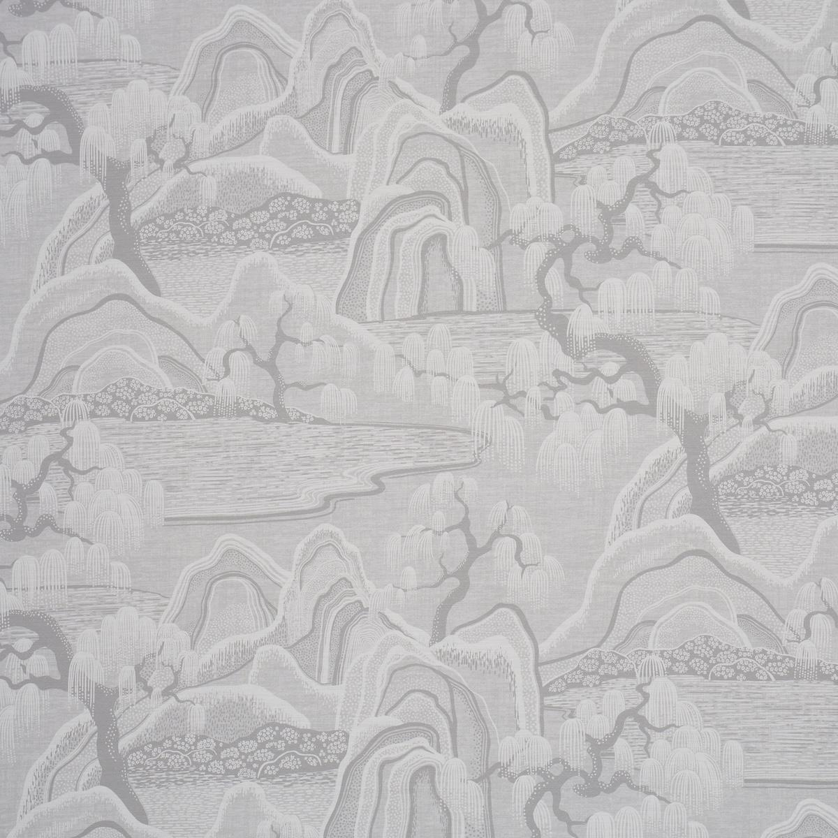 Schumacher Indigo Garden Grey Fabric