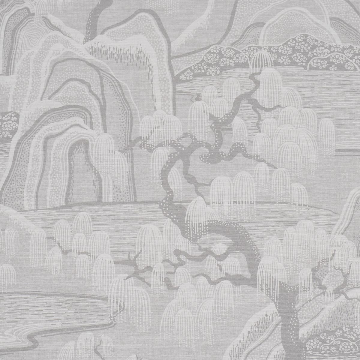 Schumacher Indigo Garden Grey Fabric