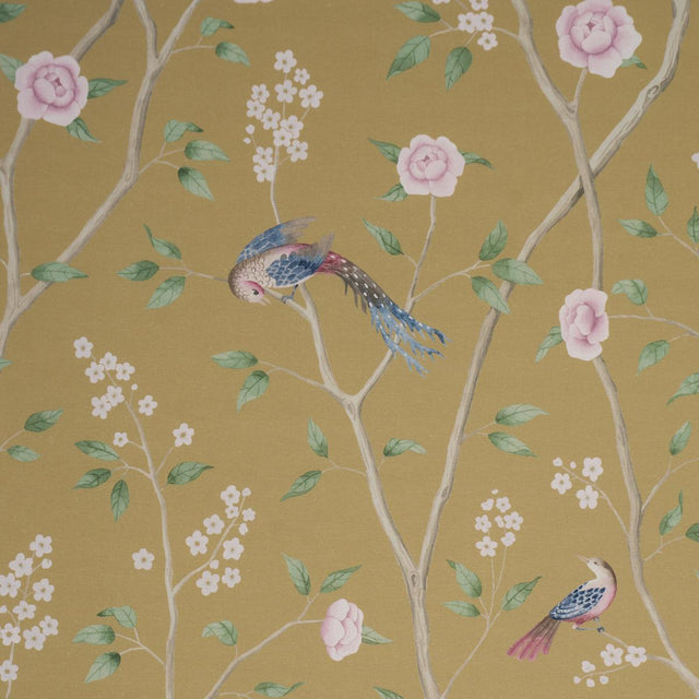 Borastapeter Paradise Birds Gold Fabric