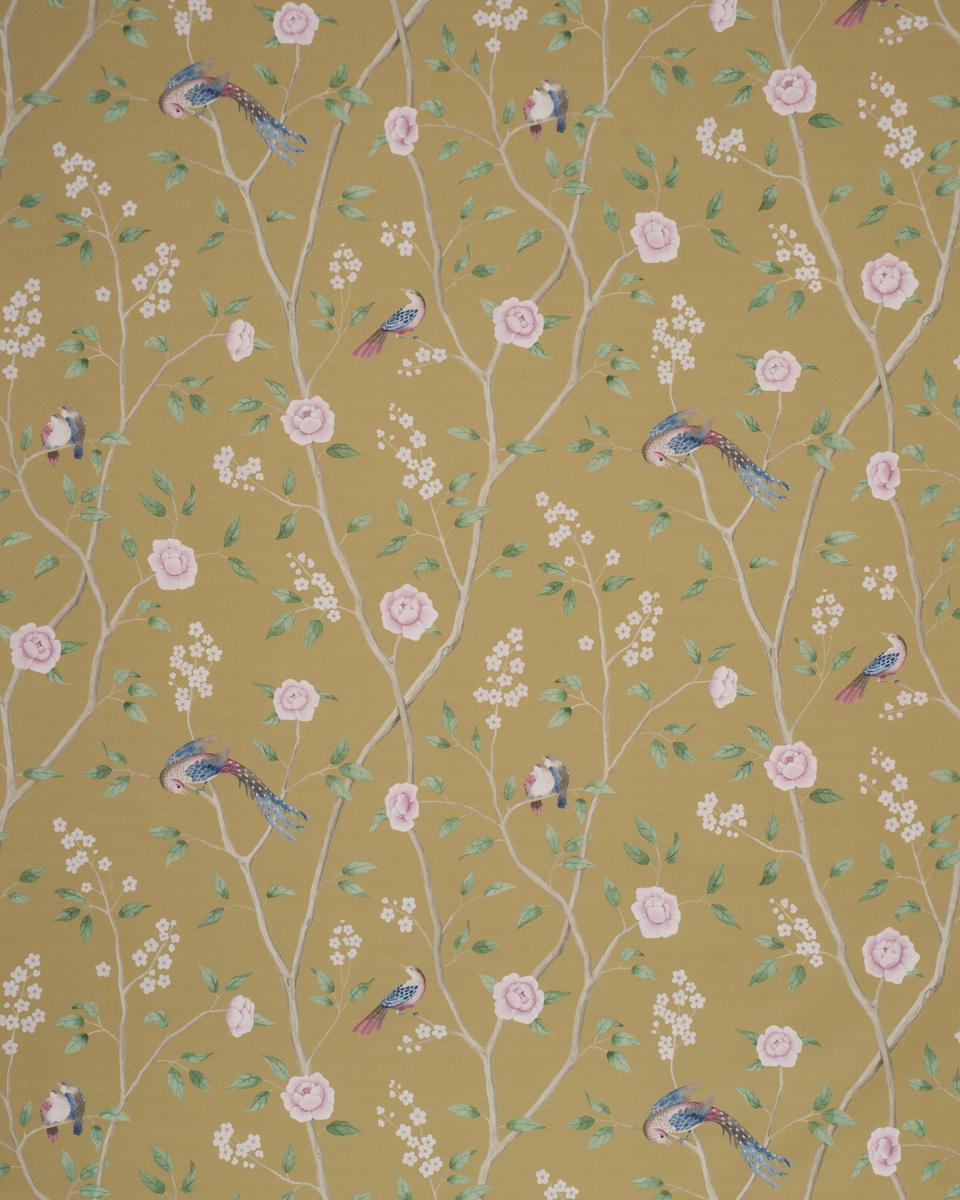 Borastapeter Paradise Birds Gold Fabric