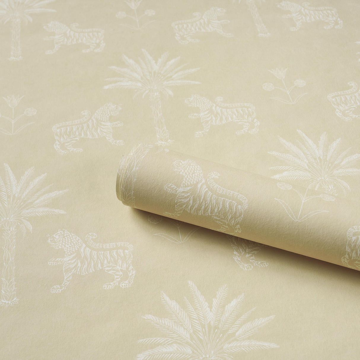 Schumacher Tiger Palm Silhouette Mistral Sand Wallpaper