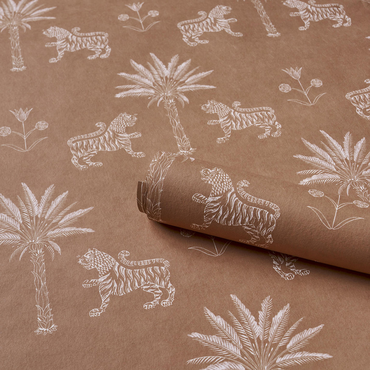 Schumacher Tiger Palm Silhouette Mediterranean Spice Wallpaper