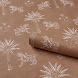 Schumacher Tiger Palm Silhouette Mediterranean Spice Wallpaper