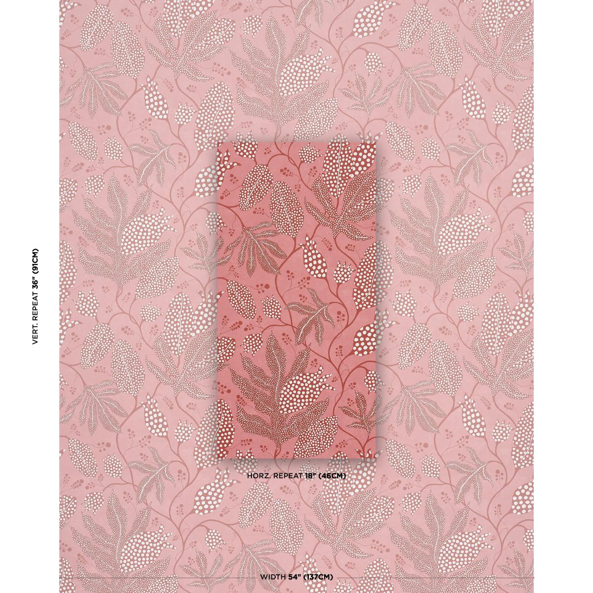 Schumacher Polka Dot Jungle Raspberry Wallpaper