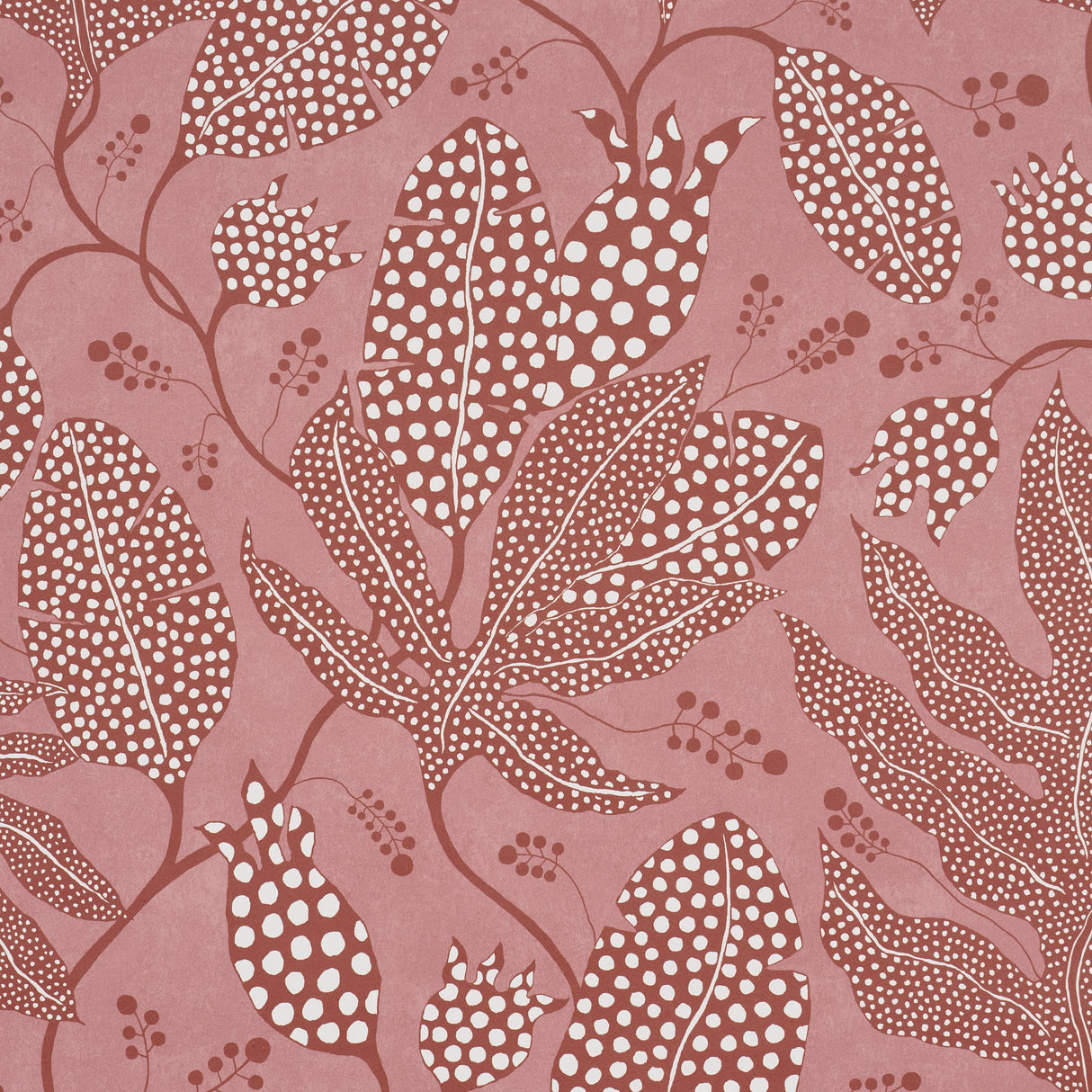 Schumacher Polka Dot Jungle Raspberry Wallpaper