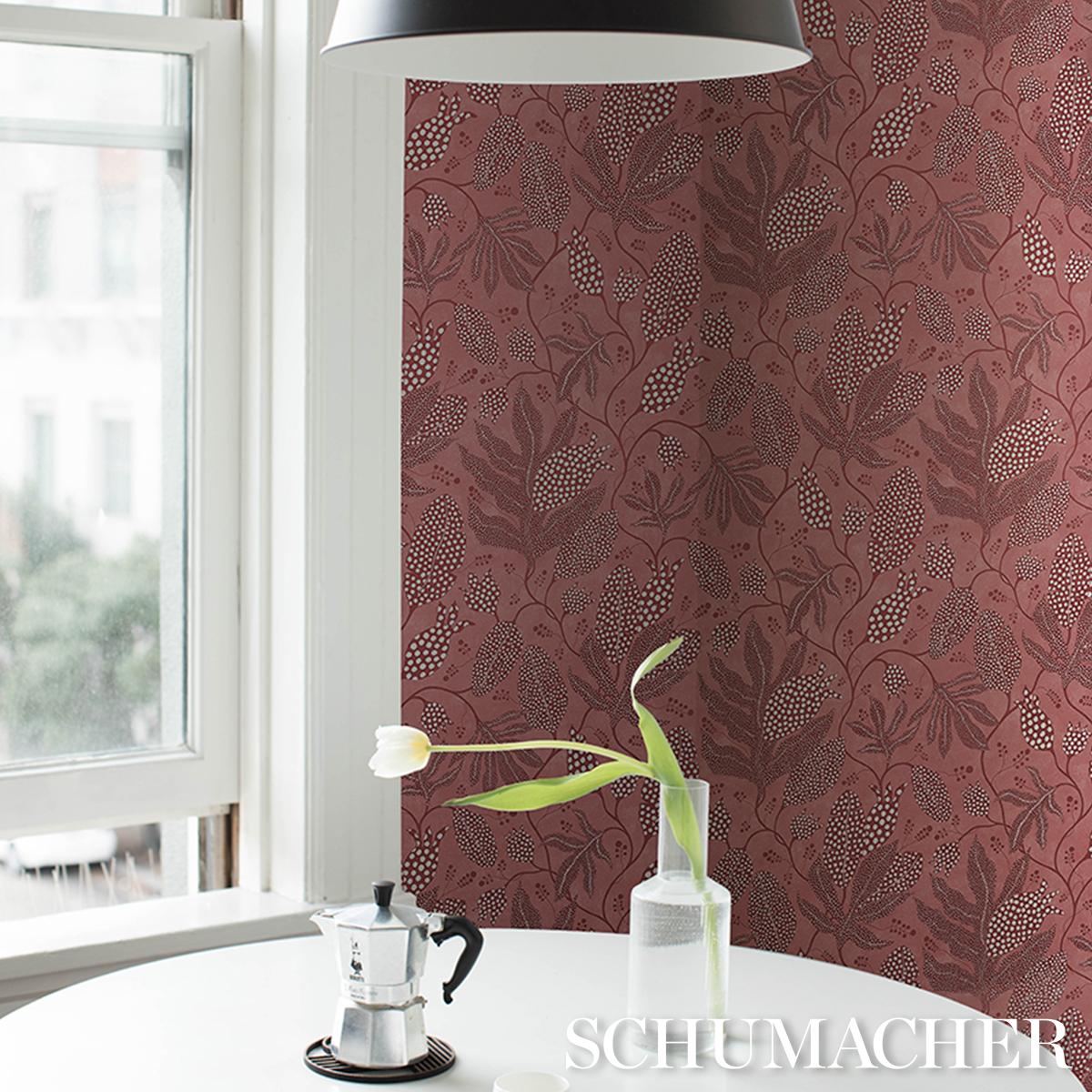 Schumacher Polka Dot Jungle Raspberry Wallpaper