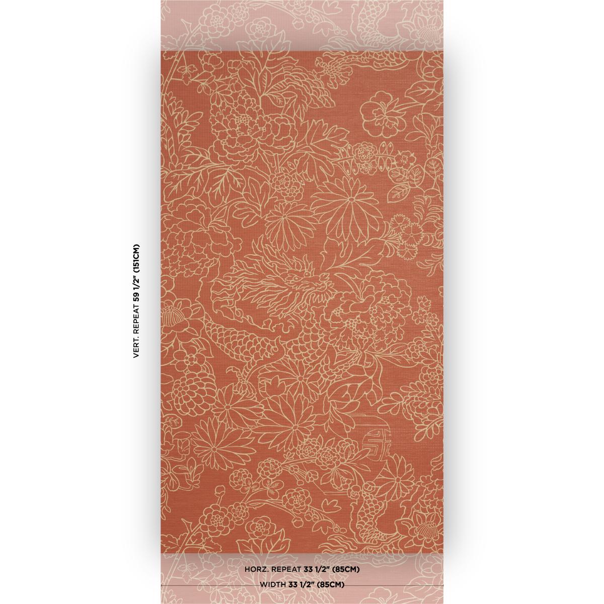 Schumacher Chiang Mai Dragon Silhouette Raffia Terracotta Wallpaper