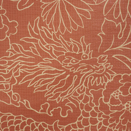 Schumacher Chiang Mai Dragon Silhouette Raffia Terracotta Wallpaper