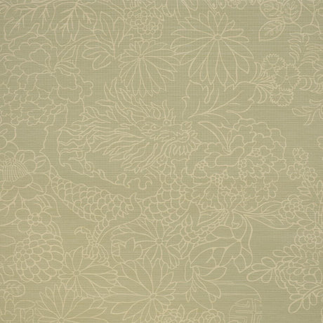Schumacher Chiang Mai Dragon Silhouette Raffia Sage Wallpaper
