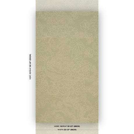 Schumacher Chiang Mai Dragon Silhouette Raffia Sage Wallpaper