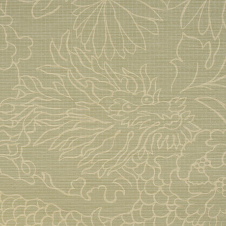Schumacher Chiang Mai Dragon Silhouette Raffia Sage Wallpaper