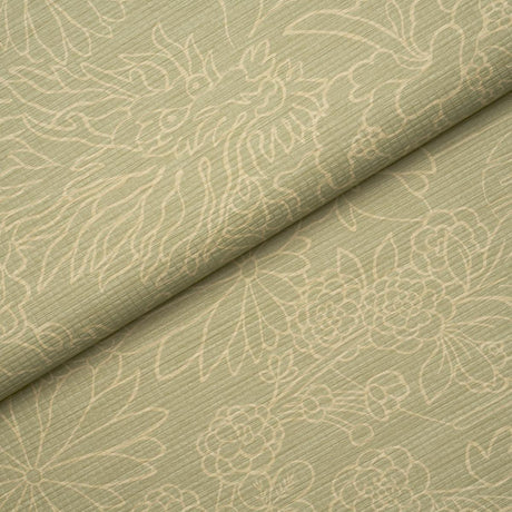 Schumacher Chiang Mai Dragon Silhouette Raffia Sage Wallpaper