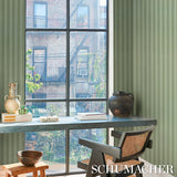 Schumacher Edwin Stripe Medium Sage Wallpaper