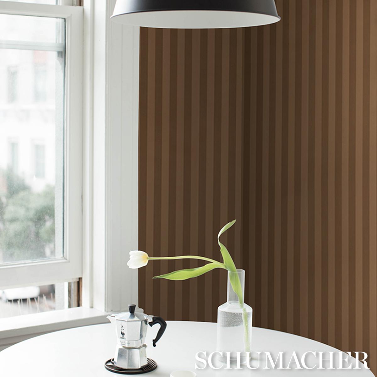 Schumacher Edwin Stripe Medium Terracotta Wallpaper