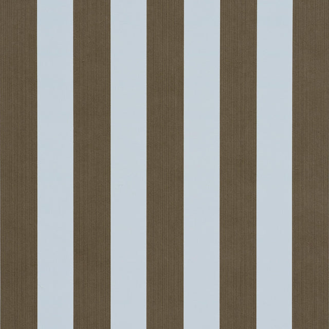 Schumacher Edwin Stripe Medium Brown & Sky Wallpaper