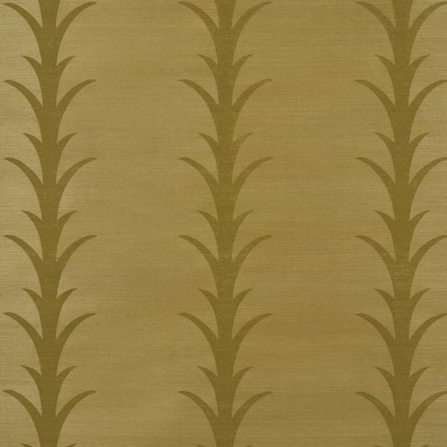 Schumacher Acanthus Stripe Sisal Celery Wallpaper