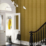 Schumacher Acanthus Stripe Sisal Celery Wallpaper