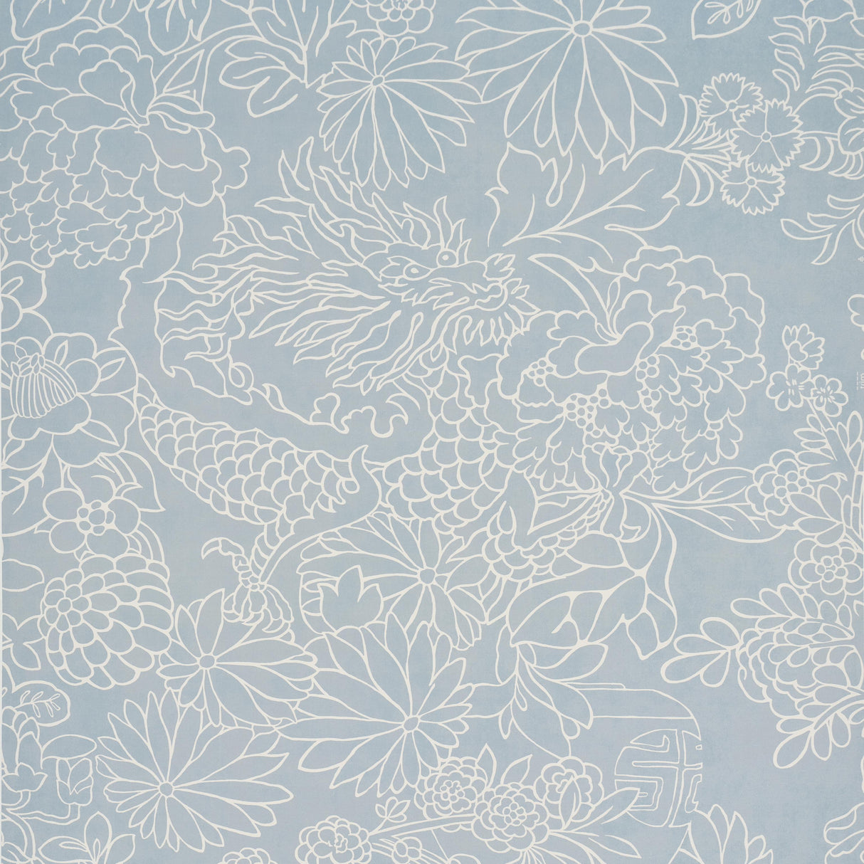 Schumacher Chiang Mai Dragon Silhouette Ciel De Provence Wallpaper