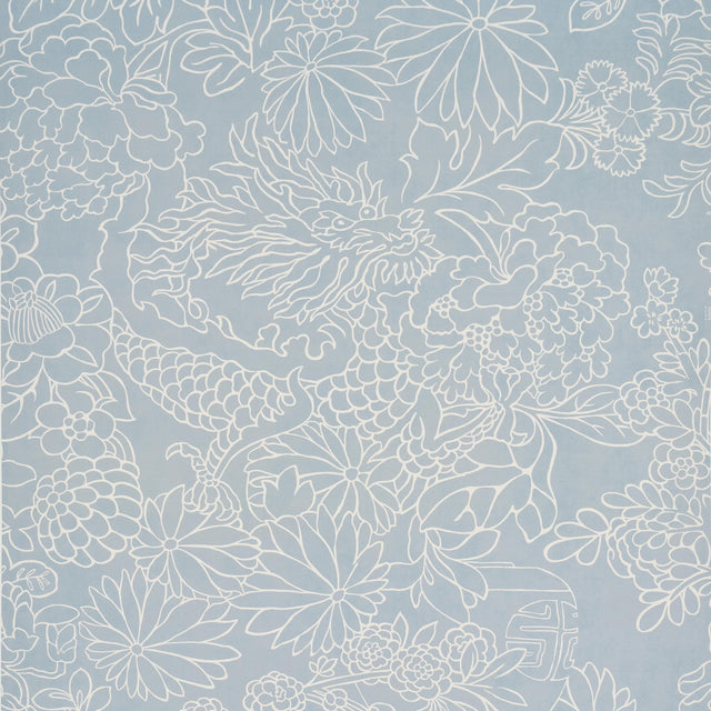 Schumacher Chiang Mai Dragon Silhouette Ciel De Provence Wallpaper