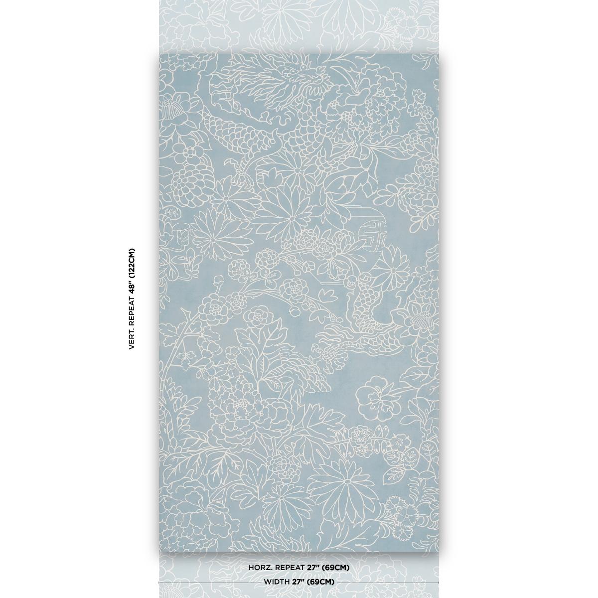 Schumacher Chiang Mai Dragon Silhouette Ciel De Provence Wallpaper