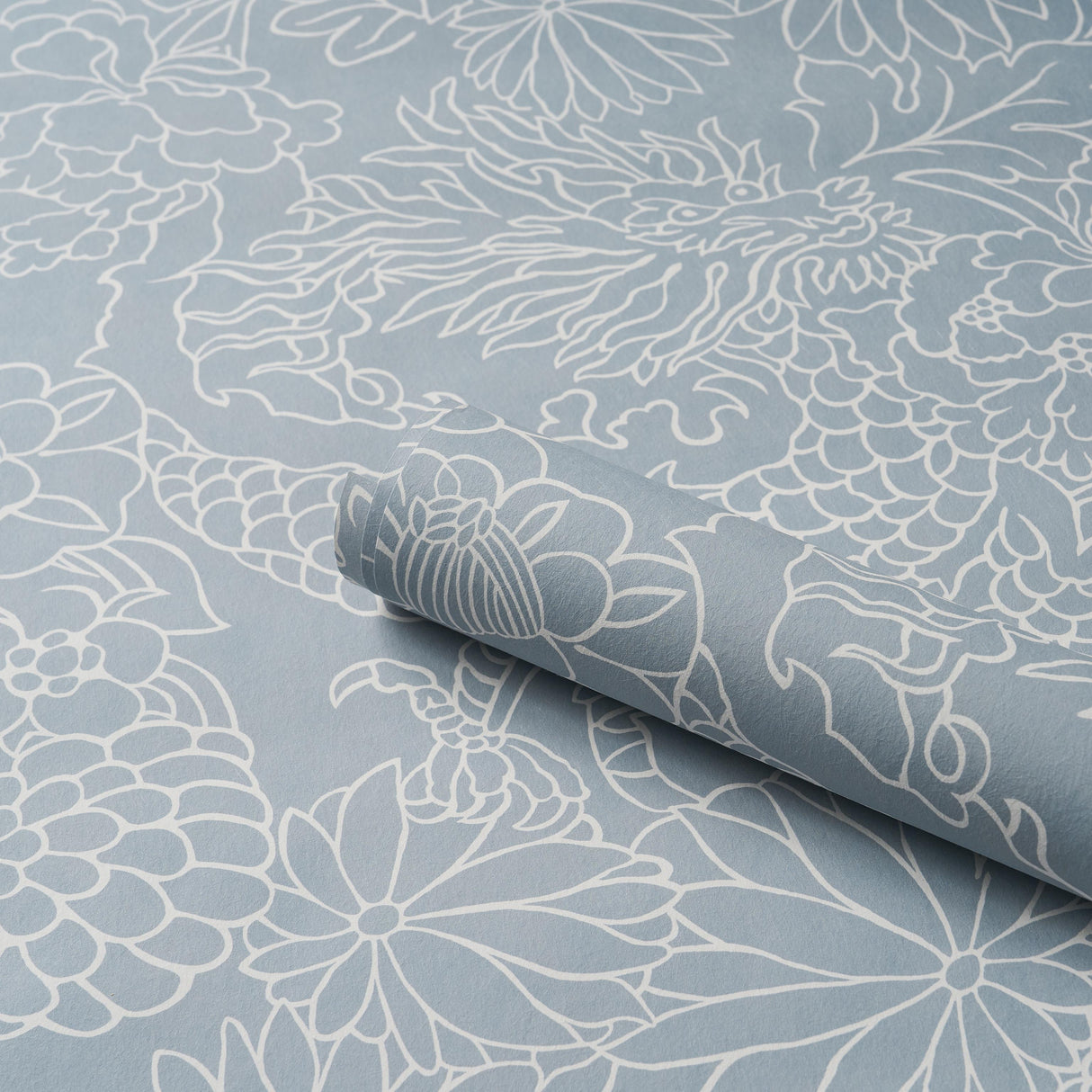 Schumacher Chiang Mai Dragon Silhouette Ciel De Provence Wallpaper