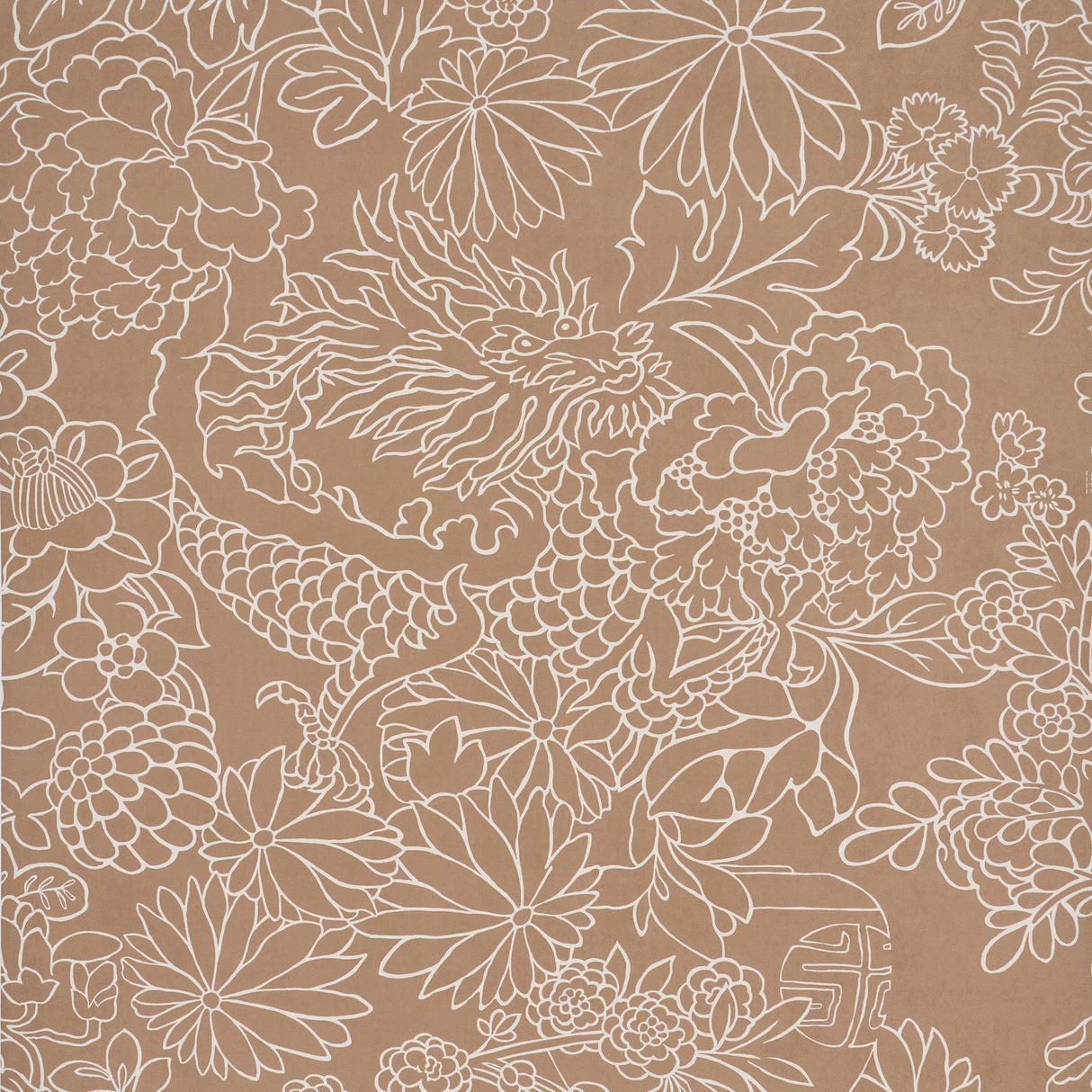 Schumacher Chiang Mai Dragon Silhouette Mediterranean Spice Wallpaper