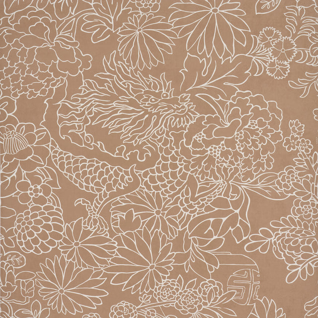 Schumacher Chiang Mai Dragon Silhouette Mediterranean Spice Wallpaper