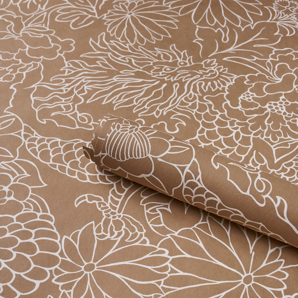 Schumacher Chiang Mai Dragon Silhouette Mediterranean Spice Wallpaper