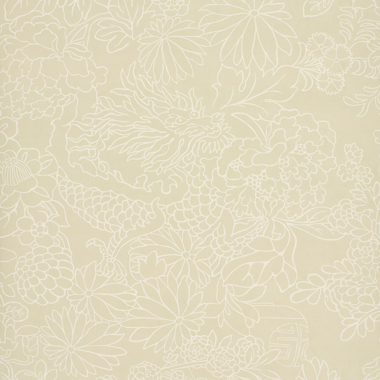 Schumacher Chiang Mai Dragon Silhouette Mistral Sand Wallpaper