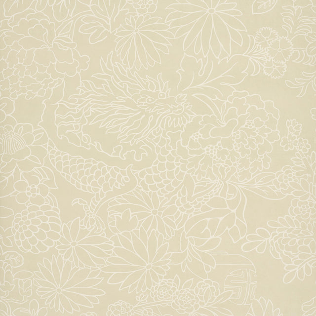 Schumacher Chiang Mai Dragon Silhouette Mistral Sand Wallpaper